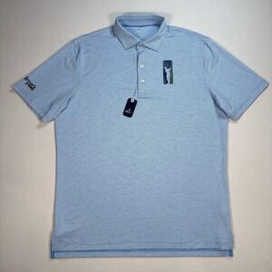NEW Johnnie-O Performance Jersey Golf Polo Men's L Marverick Blue Lyndonn Stripe
